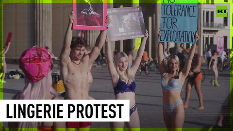 Half-naked protesters rally for animal rights in Berlin