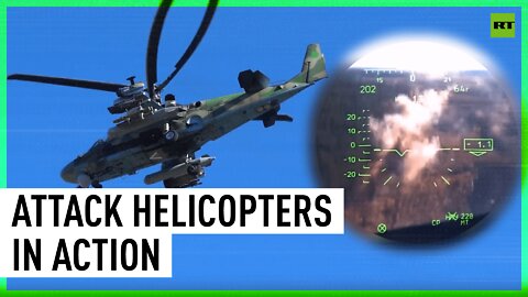 Russian Ka-52 helicopters destroy Ukrainian military targets