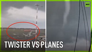 Twister scatters planes in Russia’s Begishevo airport