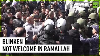 Protesters clash with police during Blinken’s meeting with Abbas in Ramallah