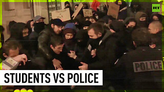 Students protesting Macron's pension reform clash with cops in Paris