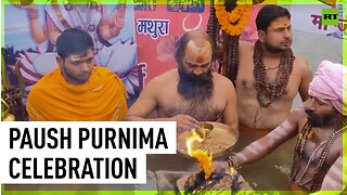 Thousands of Hindu worshipers take holy dip in icy water on Paush Purnima