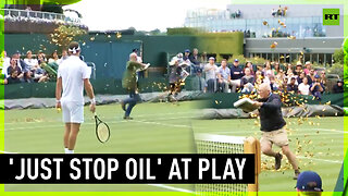 Climate activists disrupt Wimbledon matches with confetti TWICE