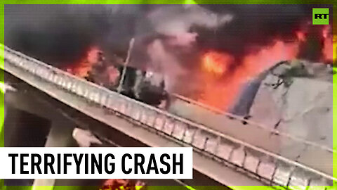 Bus crashes into bridge, bursts into flames in Saudi Arabia