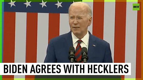 ‘They have a point’: Joe Biden reacts to pro-Palestinian hecklers during rally