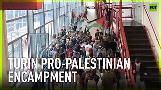 Pro-Palestinian activists set up camp at Turin university