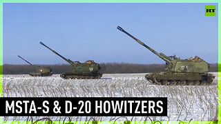 Russia’s Msta-S, D-20 howitzers on firing mission