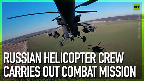 Russian helicopter crew carries out combat mission