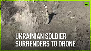 Ukrainian soldier surrenders to drone