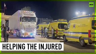 Rafah Border Crossing receives ambulances transporting wounded Palestinians to Al-Arish hospitals