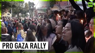 Pro-Palestine demonstration takes place in Bogota