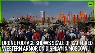 Drone captures scale of captured Western armor on display in Moscow