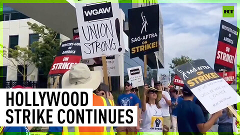 Hollywood writers and actors protest outside Netflix office in LA