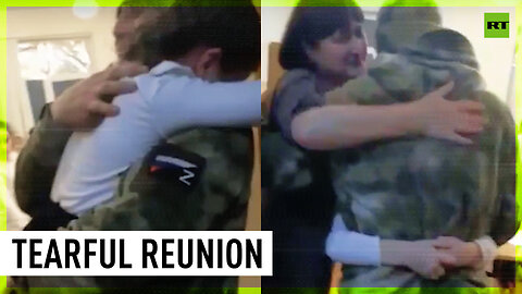 Tearful reunion for Russian soldier and his daughter