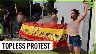 Half-naked Femen activists protest against 'macho terrorism' in Spain