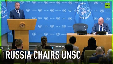 Russia kicks off its UN Security Council presidency with press conference