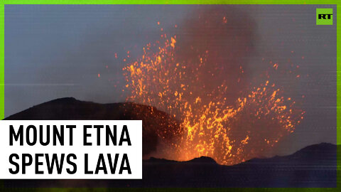 Mount Etna volcano spews lava