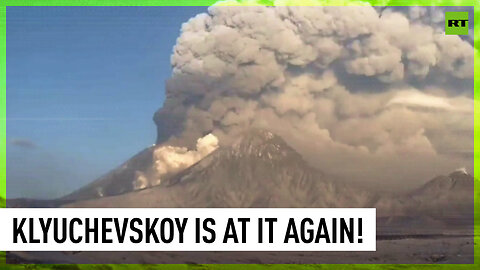 Klyuchevskoy stratovolcano sends columns of ash into the air