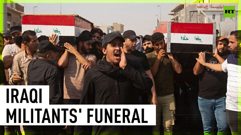 Mourners gather at funeral of militants killed in southern Iraq