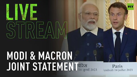 Indian PM Narendra Modi and French President Emmanuel Macron make a joint statement