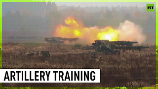 Military training exercise of Russian artillery units in Belarus