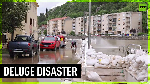 River reaches historic levels in Croatian town, submerging streets