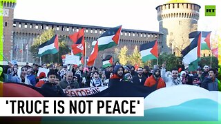 Pro-Palestine rally takes place at castle in Milan