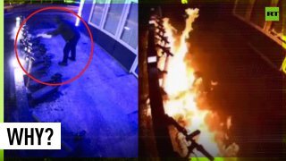 Masked culprits set electric scooters ABLAZE in Russia