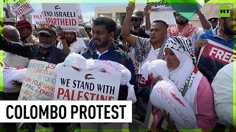 Demonstrators gather at US Embassy in Colombo to denounce Washington’s support for Israel