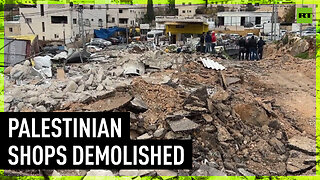 Israeli military destroy Palestinian-owned shops in Hizma