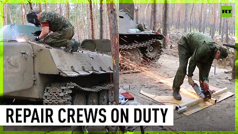 Russian military repair units restore military equipment