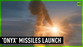 Coastal 'Bastion' missile system fires two 'Onyx' supersonic missiles