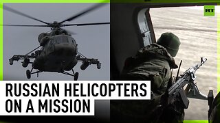 Russian helicopter strike group carries out combat mission