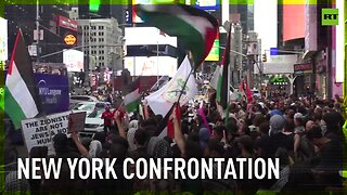 Pro and anti-Israel rally in NY over Hamas leader's death