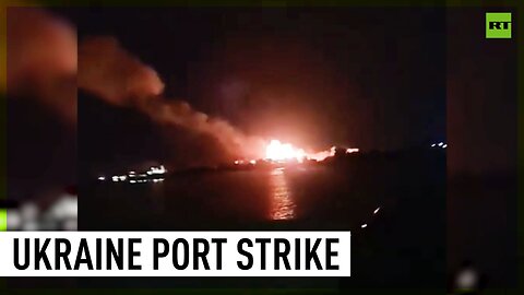 Drone strikes on Ukraine port reportedly caught on camera