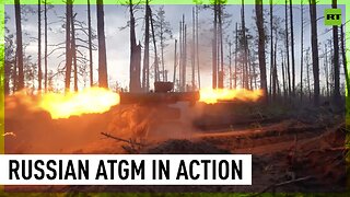 Russian ATGM in action amid military operation