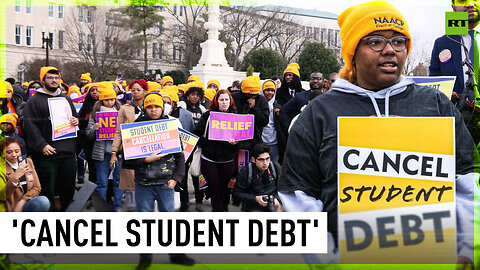 Student debt cancellation rally outside US Supreme Court