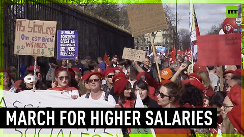 Public sector workers protest in Paris demanding higher wages
