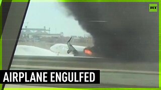 Plane hits fire truck, catches fire on runway in Lima airport