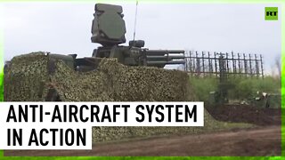 Russian radar station and S-300V anti-aircraft missile complex in action