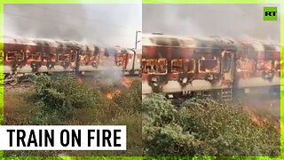 Fire erupts on train in India