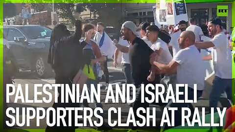 Palestinian and Israeli supporters clash at rally