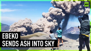 Russia’s Ebeko volcano sends smoke and ash into the skies