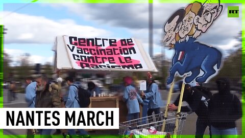 Anti-fascist protesters march in Nantes against upcoming election