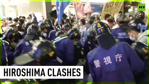 Anti-war demonstrators clash with police in Hiroshima ahead of G7 summit