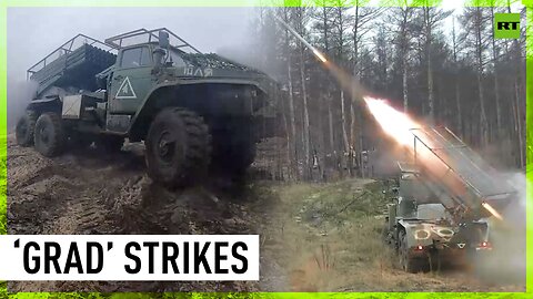 BM-21 Grad MLRS units in action