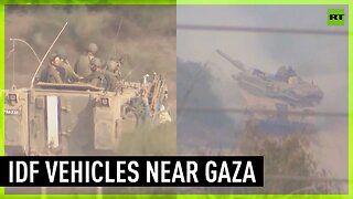 Israeli military vehicles moving near Gaza