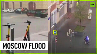 Heavy rain turns Moscow into Venice