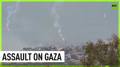 Gaza skyline filled with smoke and flares as Israel expands ground assault