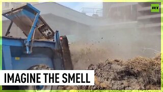 Farmers dump massive loads of manure onto French street